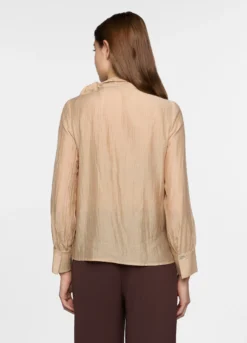 Blusa crinkle con fiocco in mista lyocell donna