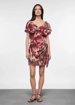 Blusa fit regular con scollo a V in pura viscosa crêpe donna