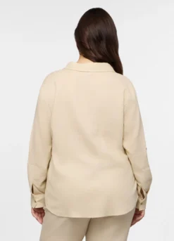 Blusa Fit Regular con scollo a V misto lino donna curvy