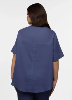 Blusa Fit Regular con scollo a V misto lino donna curvy