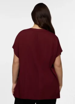Blusa Fit Regular con scollo a V in pura viscosa donna curvy