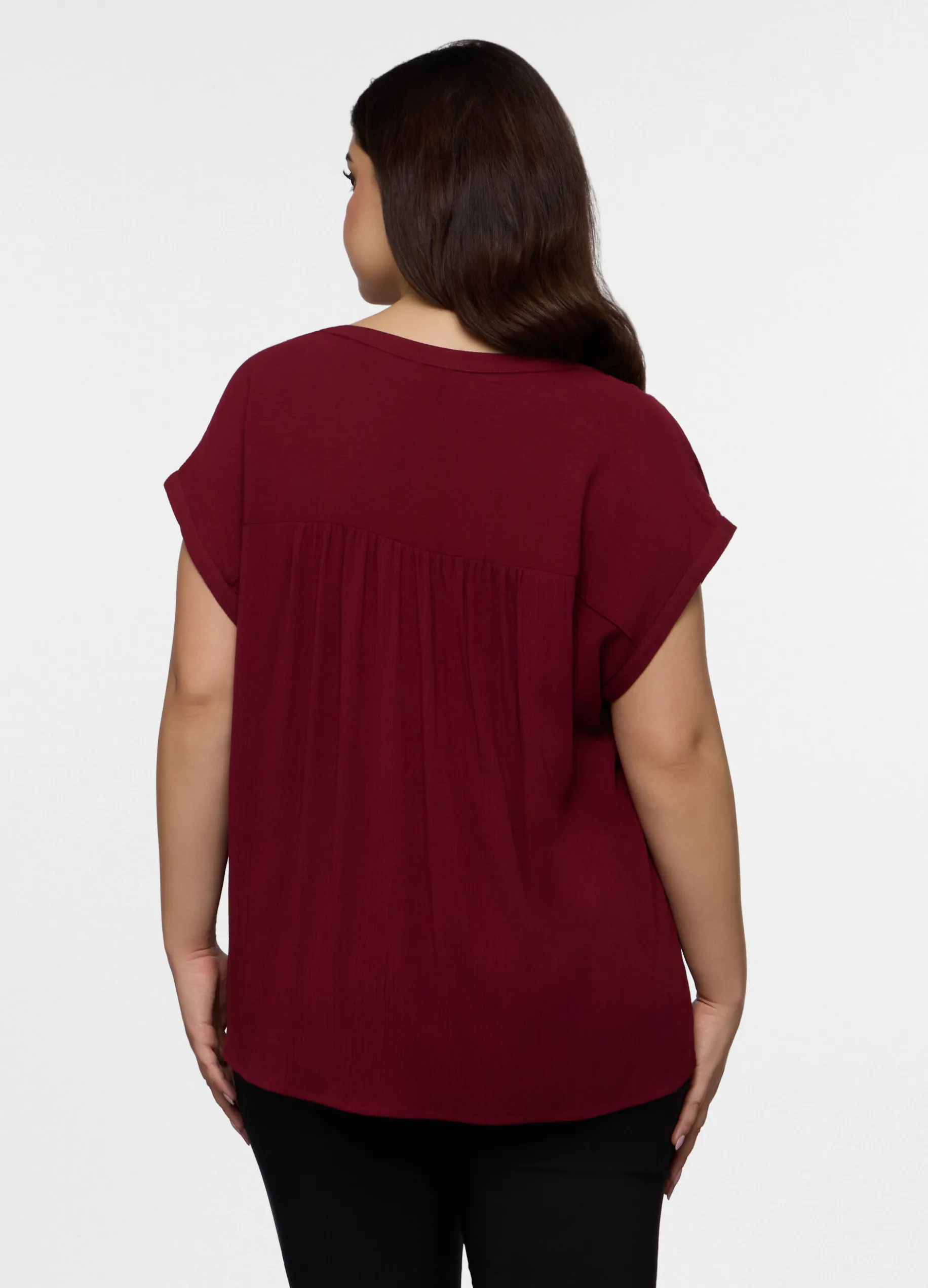 Blusa Fit Regular con scollo a V in pura viscosa donna curvy