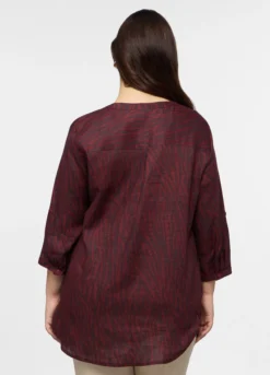 Blusa Fit Regular con scollo rotondo in puro lino donna curvy