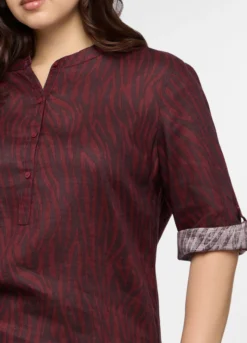 Blusa Fit Regular con scollo rotondo in puro lino donna curvy