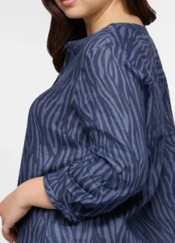 Blusa Fit Regular con scollo rotondo in puro lino donna curvy