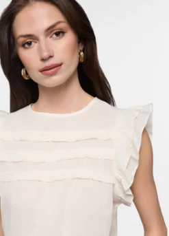 Blusa fit regular girocollo in puro cotone donna
