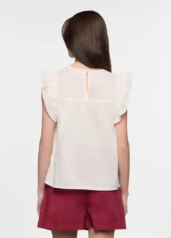 Blusa fit regular girocollo in puro cotone donna