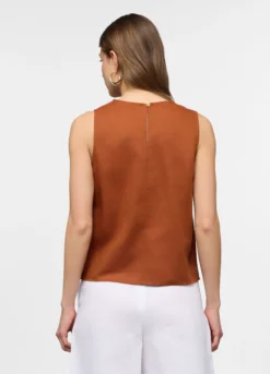 Blusa fit regular girocollo misto lino donna