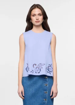 Blusa fit regular in popeline di puro cotone donna