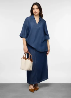 Blusa Fit Regular in pura lyocell donna curvy