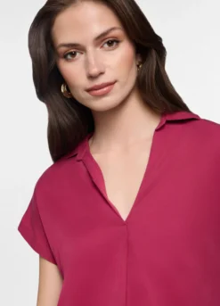 Blusa fit regular in twill di pura lyocell donna