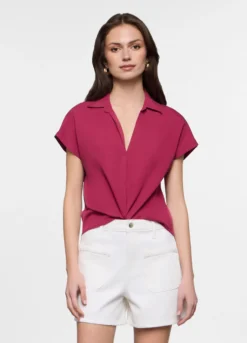 Blusa fit regular in twill di pura lyocell donna