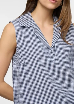 Blusa fit regular smanicata in puro cotone seersucker donna