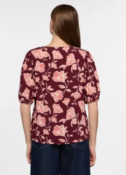 Blusa girocollo con stampa donna