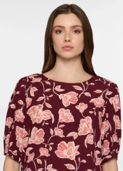 Blusa girocollo con stampa donna