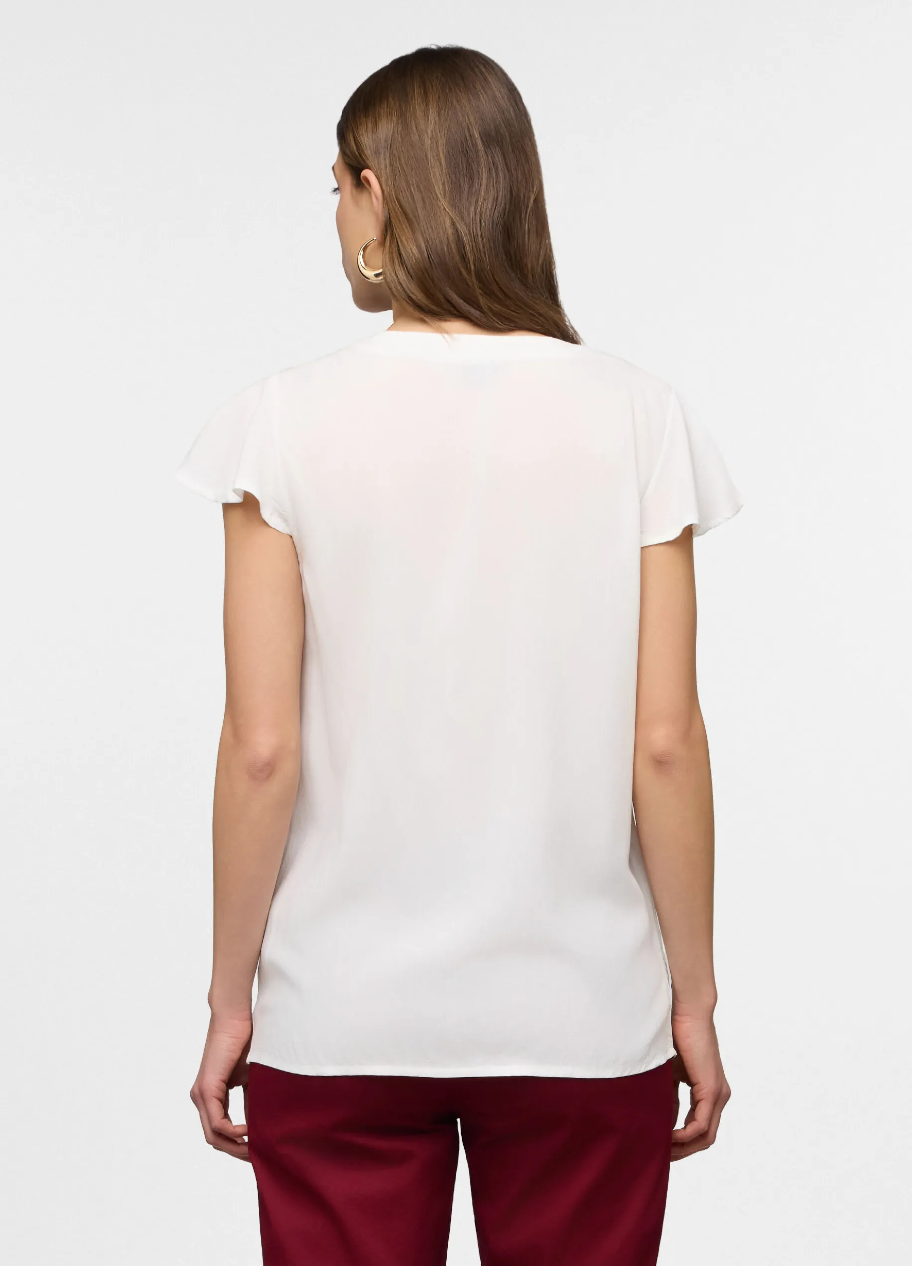 Blusa girocollo Fit Regular in pura viscosa donna