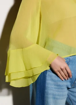 Blusa girocollo in chiffon donna