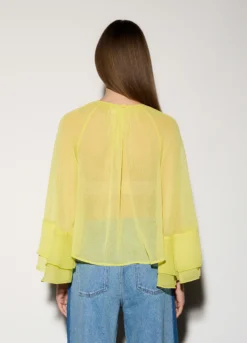 Blusa girocollo in chiffon donna