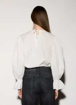 Blusa girocollo in popeline donna
