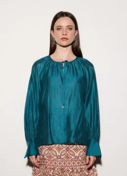 Blusa in mista lyocell donna