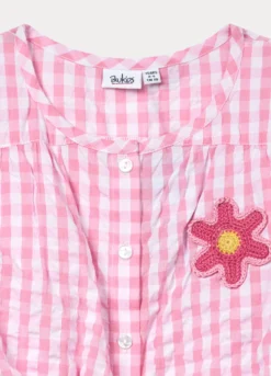 Blusa in misto cotone seersucker bambina