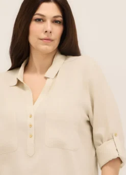 Blusa in misto lino donna curvy
