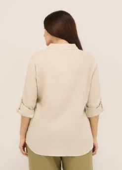 Blusa in misto lino donna curvy