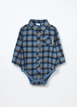 Body-camicia in flanella di puro cotone neonato