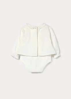 Body con blusa in popeline di puro cotone neonata