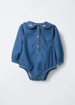 Body in chambray di puro cotone neonata