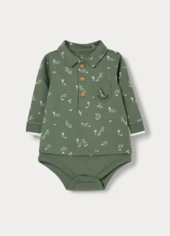Body-polo in jersey di puro cotone neonato