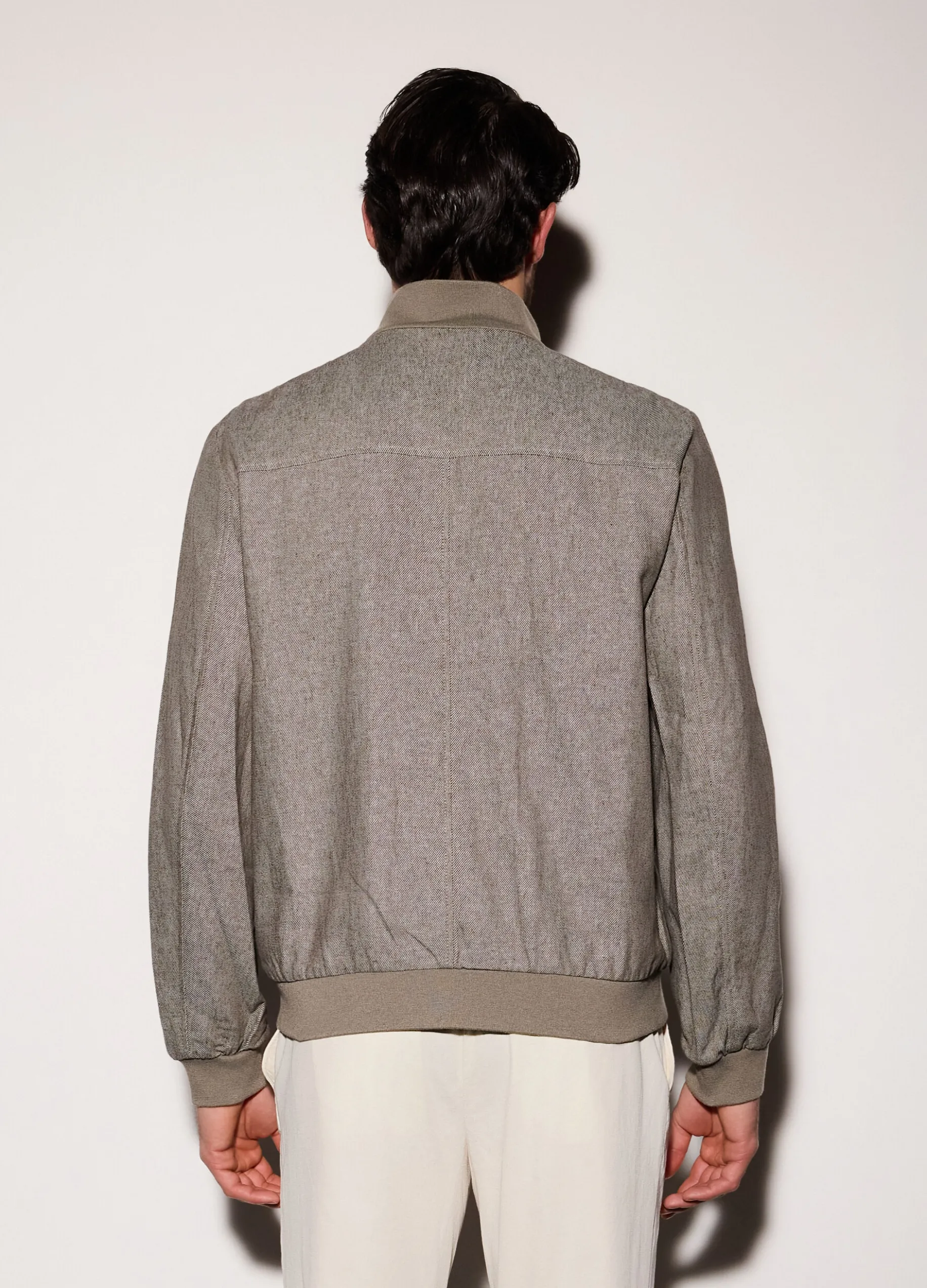 Bomber in lino e cotone uomo