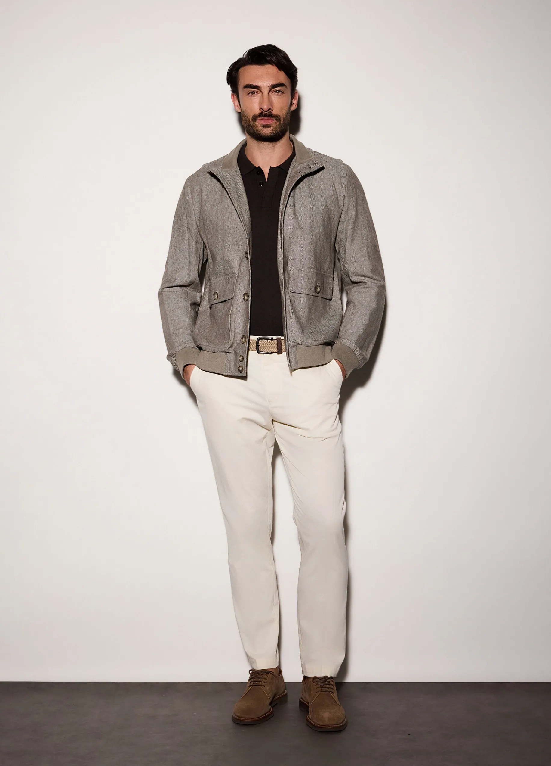 Bomber in lino e cotone uomo