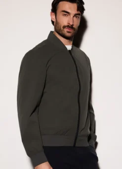 Bomber in tessuto tecnico con zip uomo