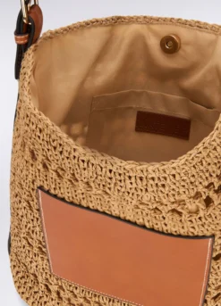 Borsa a tracolla in paglia crochet