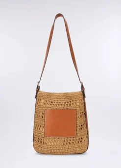 Borsa a tracolla in paglia crochet