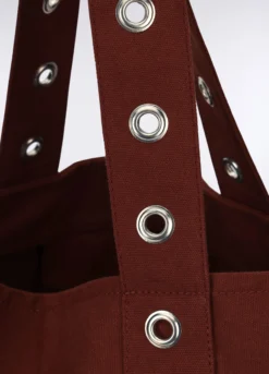 Borsa mare in puro cotone borchiata donna