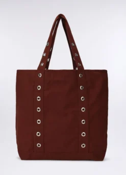 Borsa mare in puro cotone borchiata donna