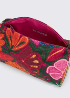 Borsa mare pochette in cotone ricamato donna