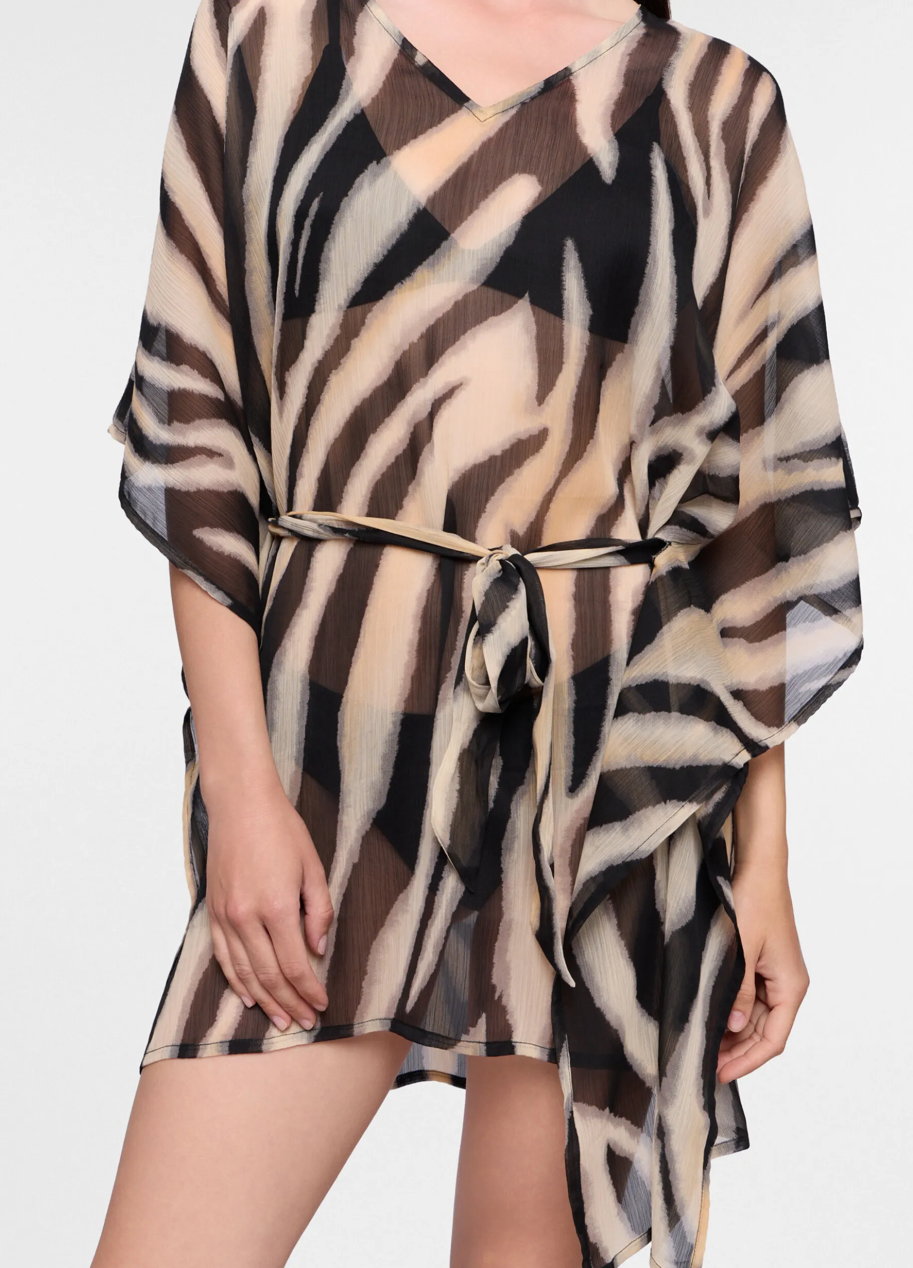 Caftano copricostume in chiffon donna