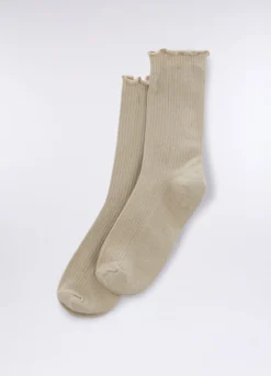 Calze midi in costina misto cotone stretch donna