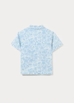 Camicia fit regular con colletto alla francese in denim di puro cotone bambino