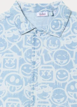 Camicia fit regular con colletto alla francese in denim di puro cotone bambino