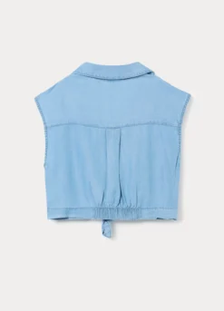 Camicia fit regular con colletto reverse in pura lyocell ragazza
