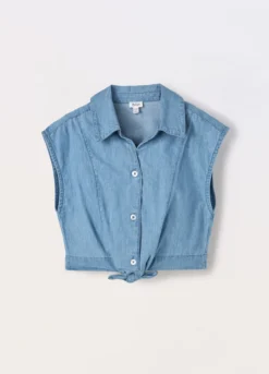 Camicia in chambray di puro cotone bambina