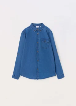 Camicia in chambray di puro cotone ragazzo