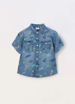 Camicia in chambray di puro cotone bambino