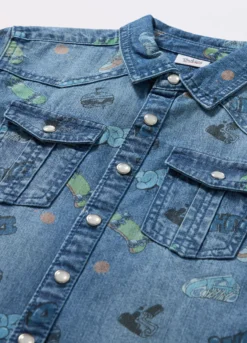 Camicia in chambray di puro cotone bambino