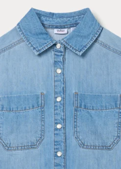 Camicia in denim di puro cotone ragazza
