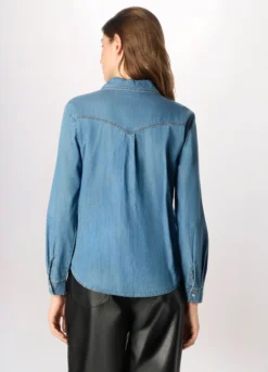 Camicia in denim di puro cotone donna